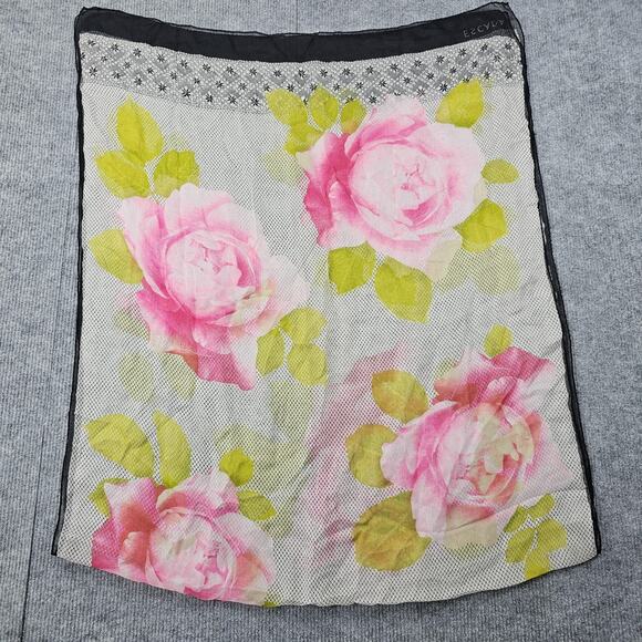 Escada Scarf Rectangle Pink Rose Floral Sheer Romantic Lightweight Elegant - Picture 5 of 7